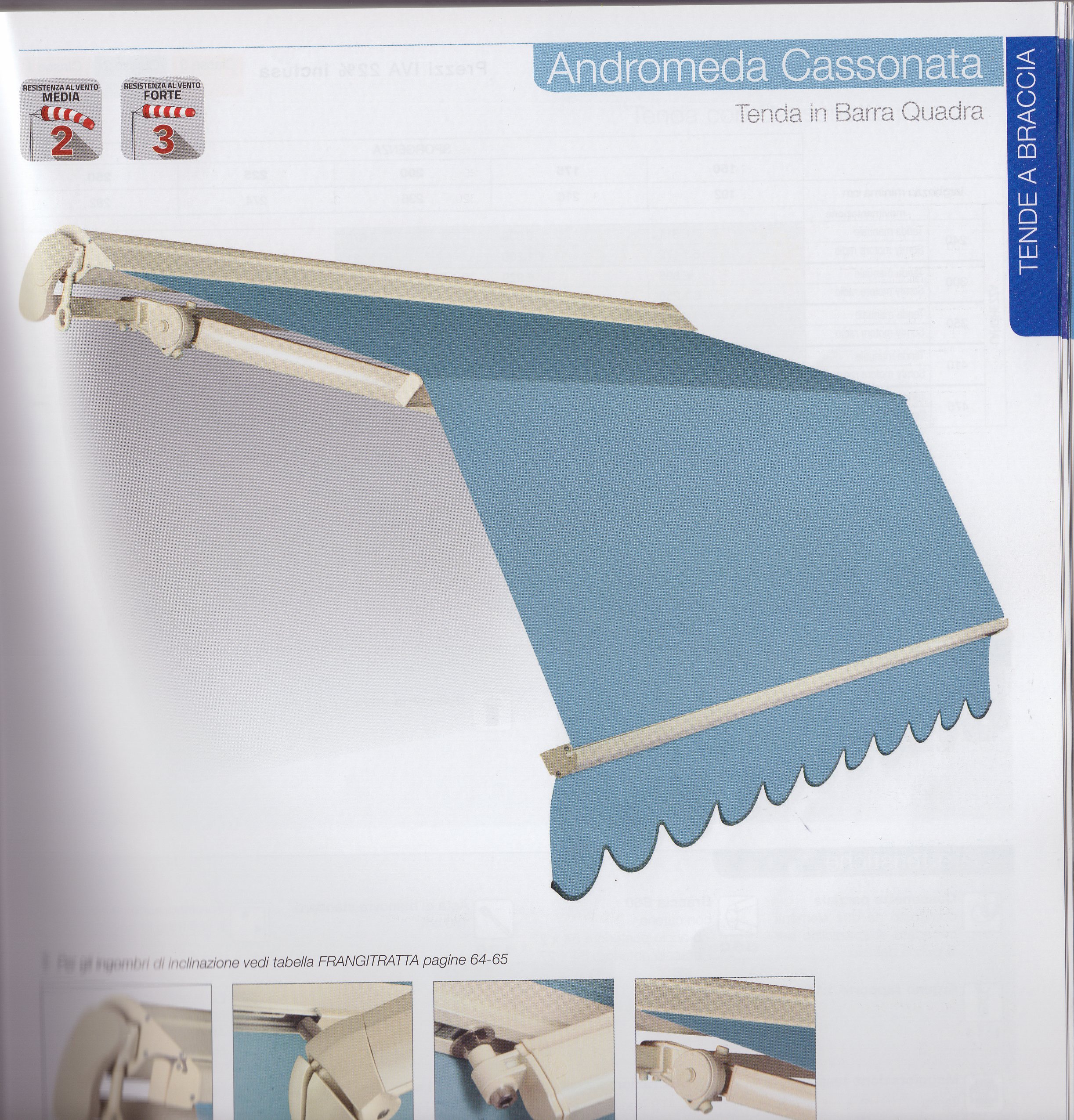 TENDA CASSONATA PARZIALE - Tenda a cassonetto parziale con barra quadra 40X40
Braccio anteriore 65X40
Braccio posteriore 65X40 con cavo in acciaio
Possibilità di motorizzazione con motori Somfy-Nice-Cherubini